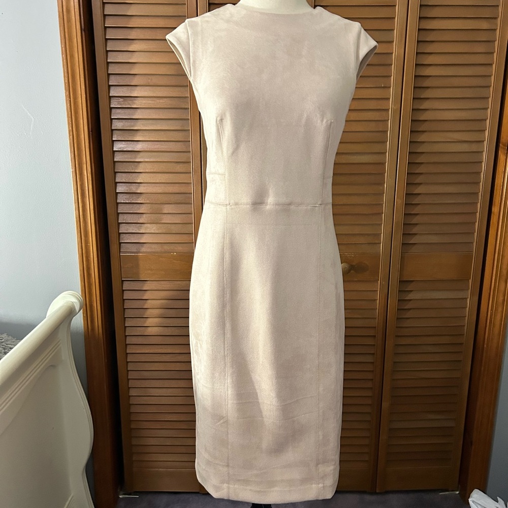 Ann Taylor Cream Midi Sheath Dress